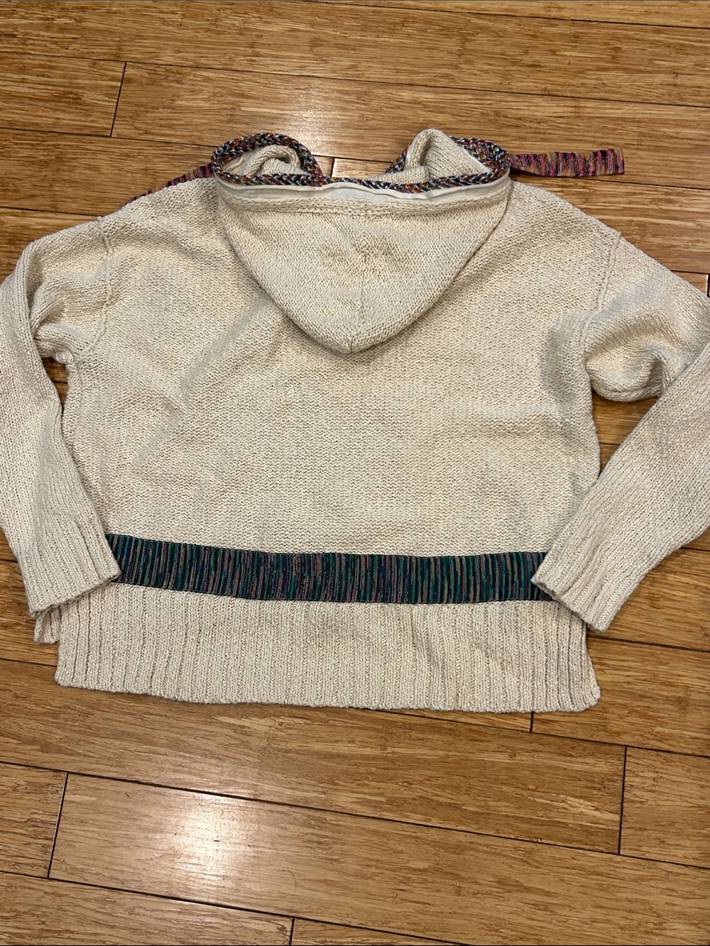 Pilcro Souvenir Poncho Anthropologie West Coast Cream Hoodie Sweater S NWOT - Picture 6 of 7